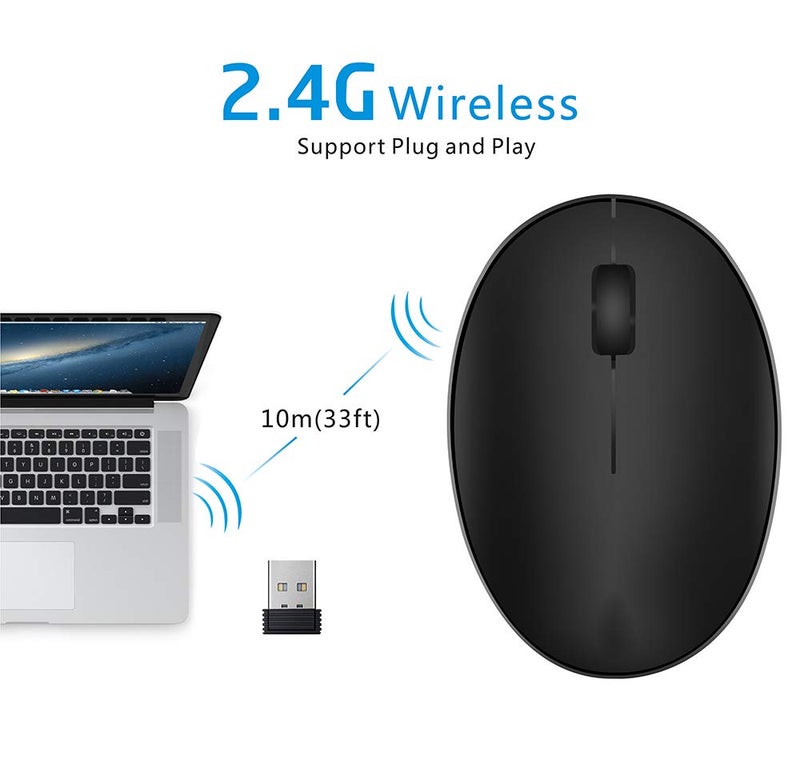 TENMOS Mini Rechargeable Wireless Mouse, 2.4GHz Optical Travel Mouse Silent Wireless Computer Mice with USB Receiver, Auto Sleeping, 3 Buttons, 1000 DPI Compatible with Laptop, PC, Chromebook (Black) - Image 5